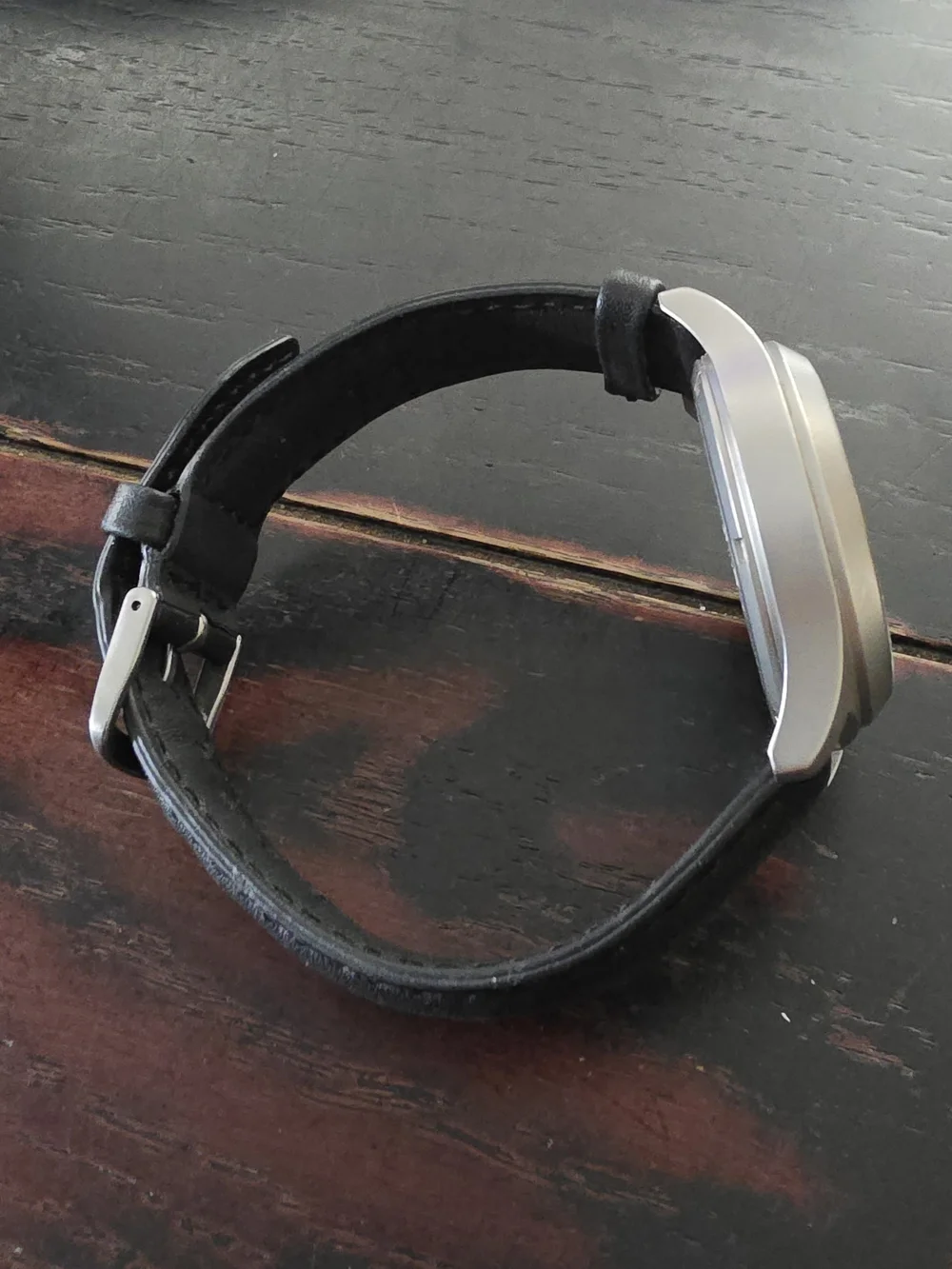 L.L. Bean Men's Black Dial Leather Strap Watch